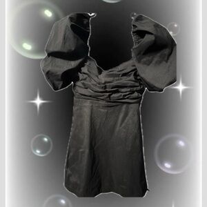 Elegant Black Puff Sleeve Dress